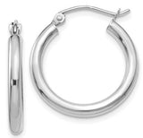 14 Karat White Gold 2.5MM Tube Hoop Earrings 1.2gr