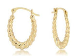 14 Karat Yellow Gold Oval Swirl Hoops 17X14mm