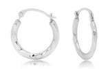 14 Karat White Gold Diamonds Cut Twisted Hoop Earrings 2.5X18mm