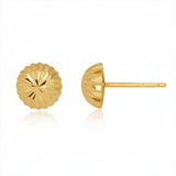 14 Karat Yellow Gold 8mm Diamond Cut Dome Stud Earrings