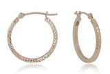 14 Karat Yellow 18mm Diamond Cut Square Tube Hoop Earrings