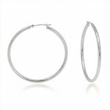 14 Karat White Gold Polished Tube Hoops 35x2mm