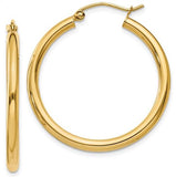 14 Karat Yellow Golde 2.5mm Tube Hoop Earrings 1.91gr