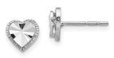 14 Karat White Gold Diamond Cut Heart Post Earrings