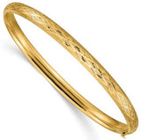 14 Karat Yellow Gold Diamond Cut Fancy Hinged Bangle Bracelet 4.75mm