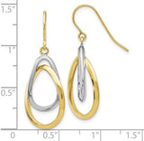 10 Karat  Two-tone Polished Shepherd Hook Dangle Earrings