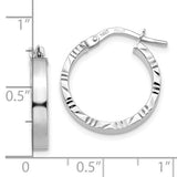 14 Karat White Gold Diamond Cut Edge Hoop Earrings 20x3mm