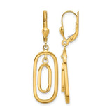 14 Karat Yellow Gold Polished Ovals Dangle Leverback Earrings 40x11mm