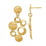 14 Karat Yellow Gold Polished and Satin Finished Circles Dangle Earrings