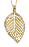 14 Karat Two Toned Leaf Pendant 27X17MM .9MM with Adjustable Chain