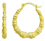 14 Karat Yellow Small Bamboo Hoops