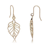 14 Karat Yellow Gold Diamond Cut Dangle Leaf Earrings