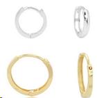 14 Karat Yellow Gold & White Gold Huggie Hoop Earrings Set of Two