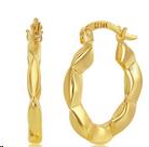 14 Karat Yellow Gold Designed Hoop Earrings 18mm