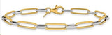 14 Karat Two Tone Gold Polished & Textured Link Bracelet 7.5"
