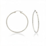 14 Karat White Gold Polished Tube Hoops 40x2.5mm