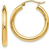 14 Karat Yellow Gold Polished Hoop Earrings 25x3mm