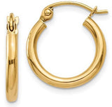 14 Karat Yellow Gold 2X15mm Tube Hoop Earrings