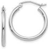 10 Karat White Gold-Rhodium Plated Tube Hoop Earrings 20x2mm