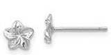 14 Karat White Gold Plumeria Flower Post Earrings 5mm