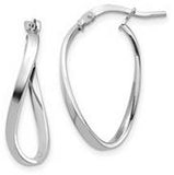 14 Karat White Gold Wavy Hoop Earrings 24x2mm