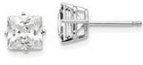 14 Karat White Gold Princess Cut Cubic Zirconia Post Earrings 6mm
