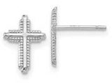 14 Karat White Gold Cross Stud Earrings 10x7mm