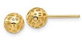 14 Karat Yellow Gold Fancy Ball Post Earrings 6.5mm