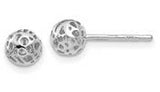 14 Karat White Gold Small Fancy Ball Post Earrings 5.5mm