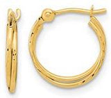 14 Karat Yellow Gold Diamond Cut & Polished Double Hoop Earrings