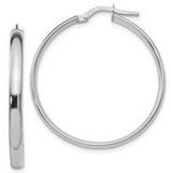 10 Karat White Gold Polished Hoop Earring     30mm