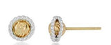 14 Karat Two Toned Yellow Gold Diamond Cut Dome with White Gold Rope Earrings