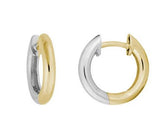 14 Karat Two Toned Hinged Hoop Earrings 13.5X2.3mm