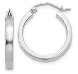 10 Karat White Gold Rectangle Tube Hoop Earrings 20x3mm