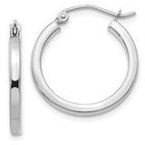 10 Karat White Gold Square Tube Hoop Earrings 20x2mm