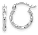 10 Karat White Gold Twist Polished Hoop Earrings 13x2mm