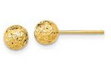 10 Karat Yellow Gold Diamond Cut 6mm Ball Post Earrings