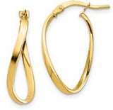 14 Karat Yellow Gold Wavy Hoop Earrings 24x2mm