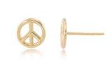14 Karat Yellow Gold Small Peace Sign Stud Earrings