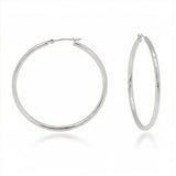 14 Karat White Gold Hoop Earrings 40x1.5mm