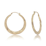 14 Karat Yellow Gold Swirl Puffed Hoop Earring