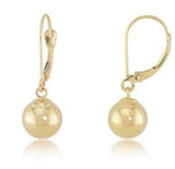 14 Karat Yellow Gold 8mm Ball Dangle Earrings