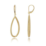 14 Karat Yellow Gold Polished & Ribbed Open Teardrop Dangle Earrings