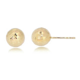 14 Karat Yellow Gold 8mm Diamond Cut Ball Stud Earrings