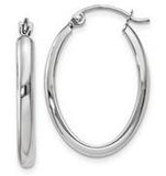 10 Karat White Gold Polished Oval Tube Hoop Earrings 24x2.75mm
