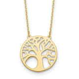 10 Karat Yellow Gold Polished Tree of Life Necklace 17"