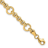 10 Karat Yellow Gold Polish & Diamond Cut Fancy Link Bracelet 7.5"