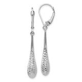 10 Karat White Gold Polished and Diamond Cut Leverback Earrings