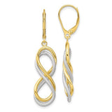 10 Karat Two Toned Infinity Lever Back Earrings