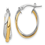 10 Karat Two Toned Hinged Hoop Earrings 20x14mm
